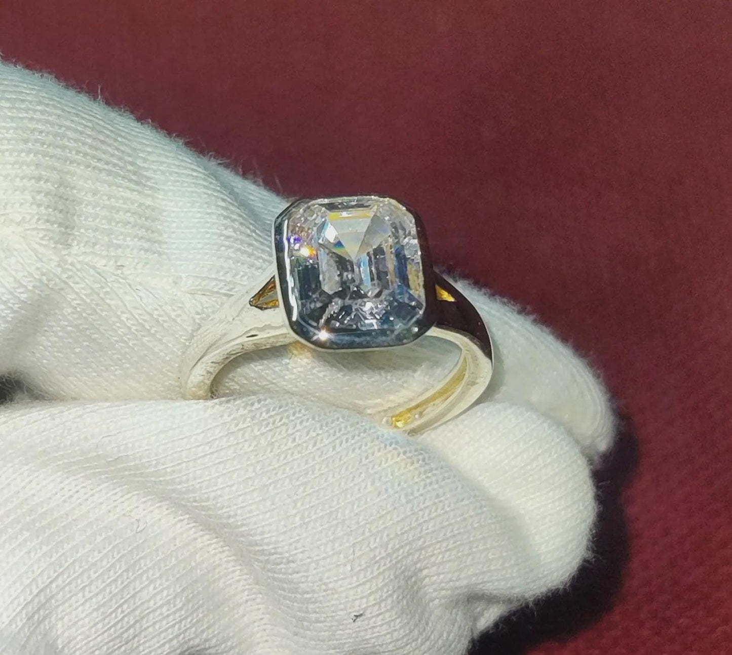 2Ct Diamond Emerald Cut Simulated Diamond Solitaire Prong Engagement Anniversary Wedding Ring 14K White Gold Finish Gift 925 Sterling Silver