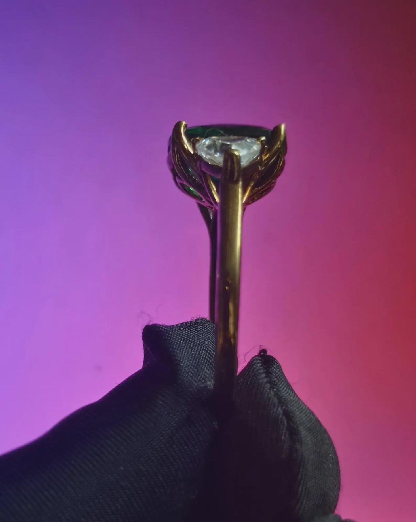 Three Stone Cushion Cut Simulated Green Emerald Diamond 14K Yellow Gold Plated 925 Sterling Silver, Anniversary Ring, Wedding Solitaire Ring