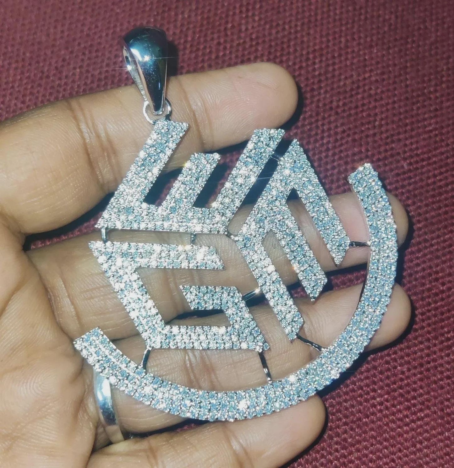 2Ct Diamond Custom Any Letter Round Cut Simulated Diamond Pendant,14K White Gold Plated 925 Sterling Silver For Birthday Gift & Party Wear