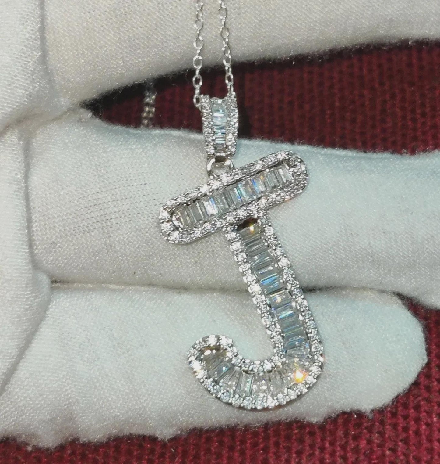 2Ct Diamond Baguette Cut Simulated Diamond Pendant, Custom Any Letter Diamond Pendant, Unisex Diamond Pendant, For Birthday Pendant Gift