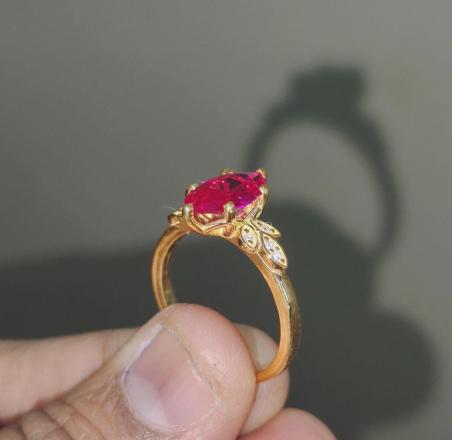 2.50Ct Marquise Cut Ruby & Diamond Solitaire Women Engagement Wedding Band Cocktail Ring 14K Yellow Gold Finish Gift For Her ,Birthday Gift