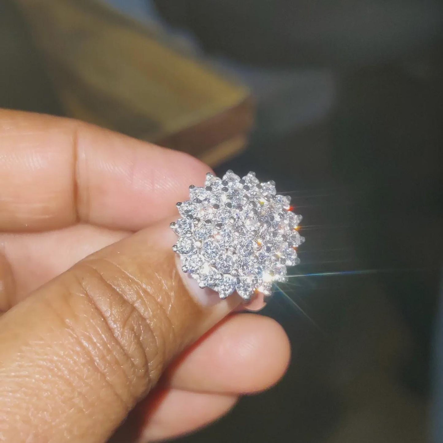 2Ct Diamond Round Cut Flower Shape Simulated Diamond Engagement Wedding Ring 14K White Gold Plated,925 Silver Ring, Anniversary Ring