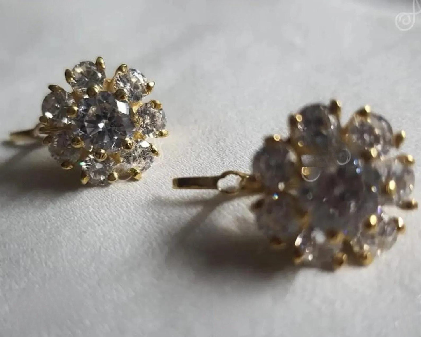 2Ct Round Cut Simulated Diamond Cluster Flower Cluster Stud Earrings 14k Yellow Gold Plated, Cluster Earring, Flower Earring, Gift for Party