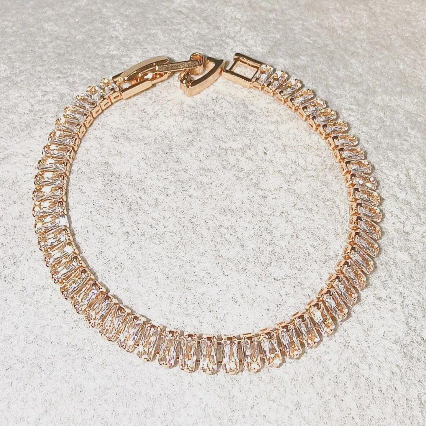 12Ct Radiant Baguette Cut VVS1/D Diamond Lab-Created Gemstone Tennis Bracelet 14K Yellow Gold Plated Diamond Bracelet 7.5" Inch 925 Silver