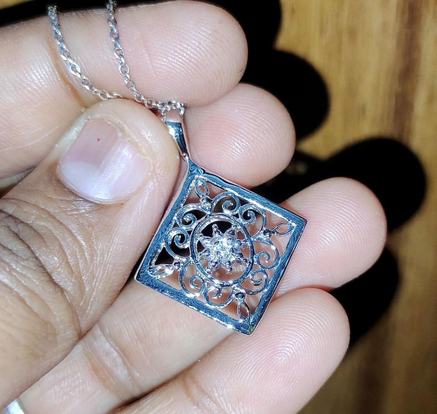 0.50Ct Diamond Pendant Round Cut Lab-Created Diamond Vintage Pendant 14K White Gold Finish 925 Silver Diamond Pendant Unisex Diamond Pendant