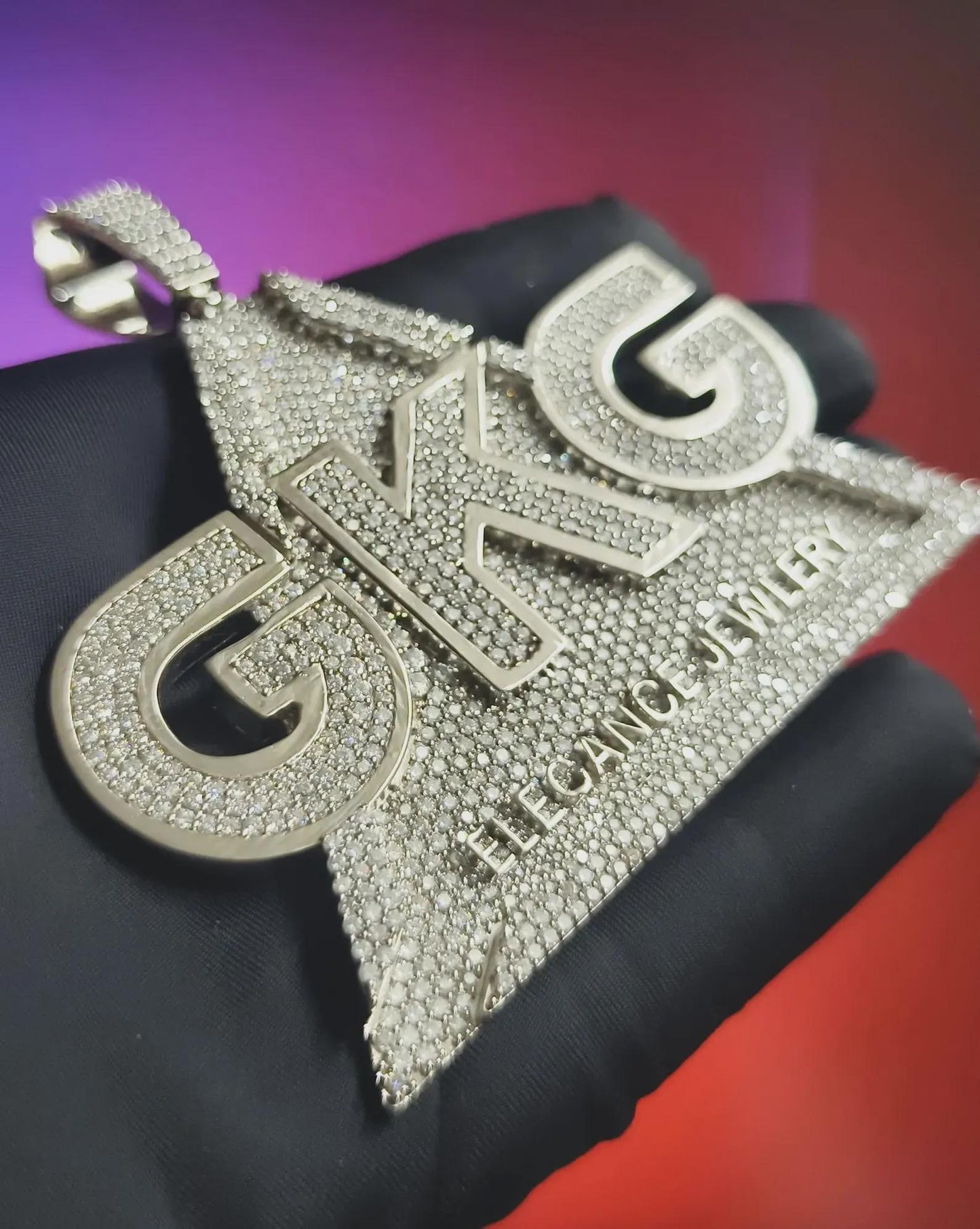 2Ct Hip Hop Customized Pendant Round Cut Moissanite 14K White Gold Plated 925 Sterling Silver, Custom Any Letter Pendant