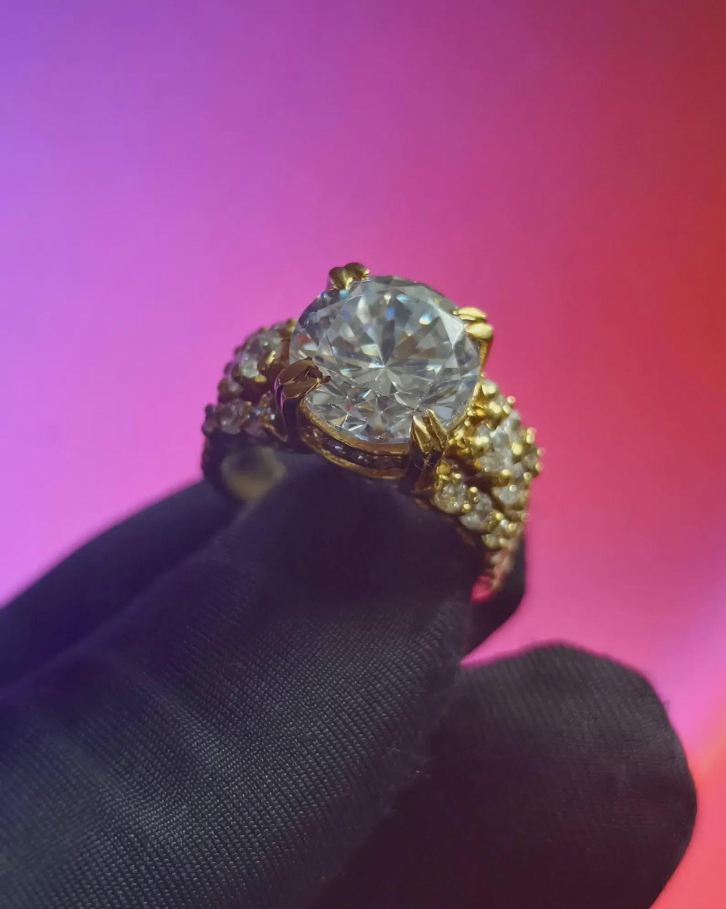 2Ct Round Cut Lab Created Diamond Solitaire Prong Setting Ring Round Cut 14K Yellow Gold Plated 925 Silver, Anniversary Ring, Wedding Gift