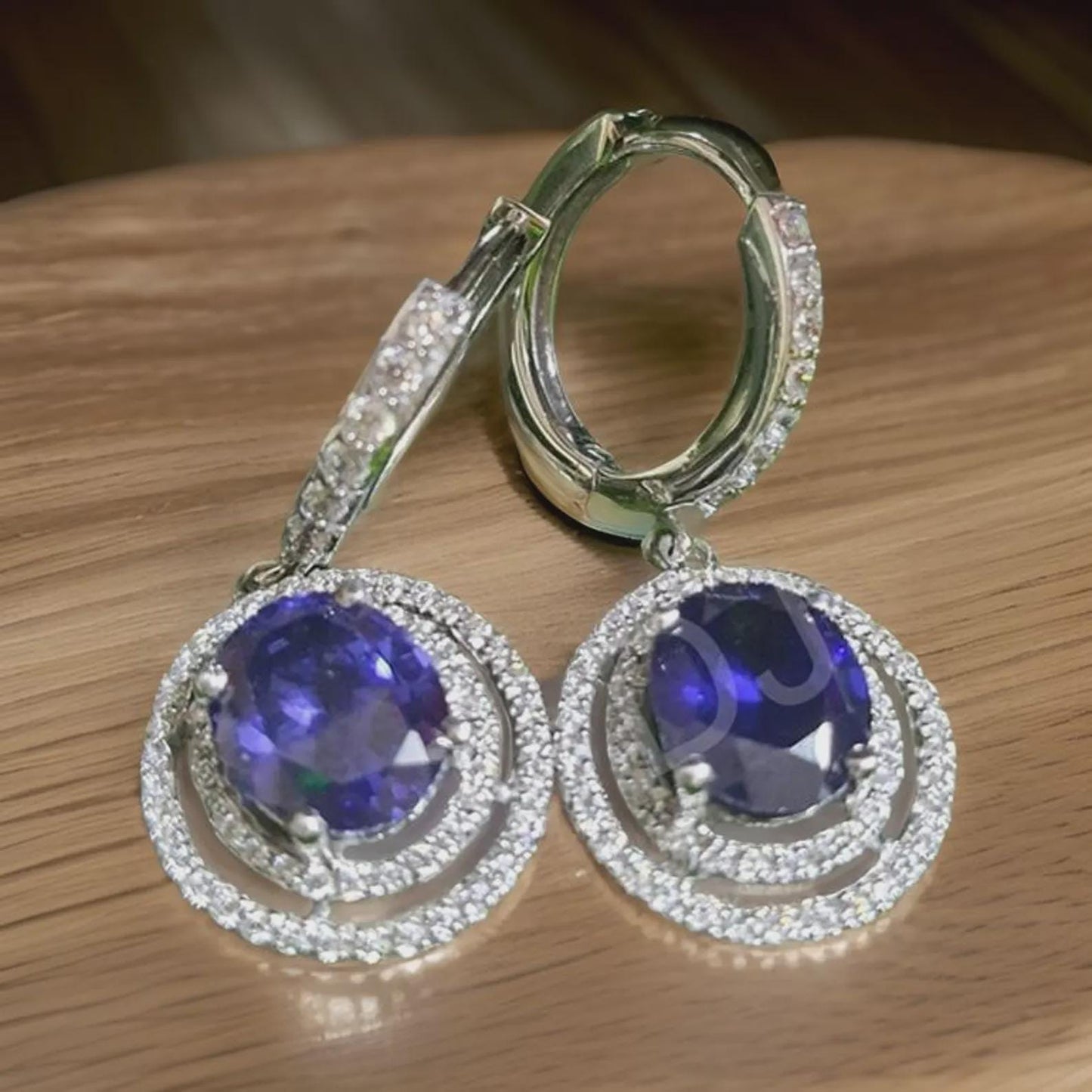 2Ct Oval Cut Blue Sapphire Fancy Drop Dangle Earrings 14K White Gold Finish Sterling Silver Clip On Earrings Gift for Birthday