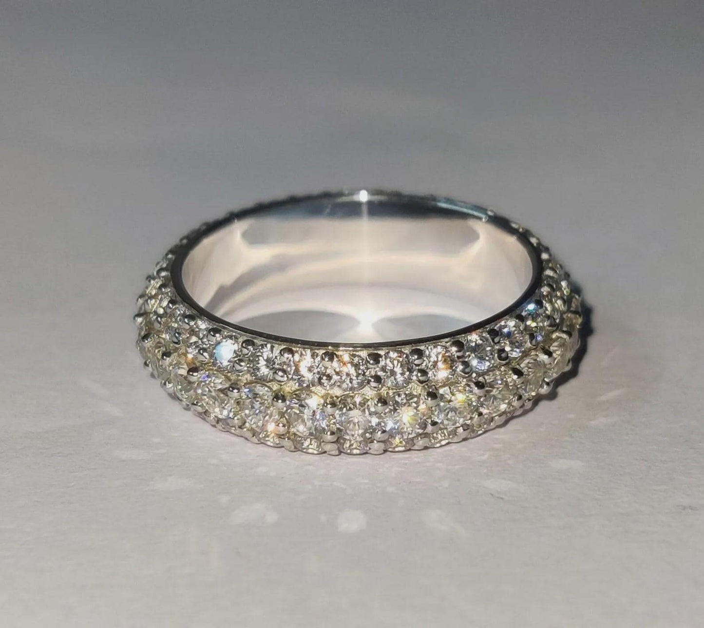 2Ct Diamond Band Ring Lab-Created Round Diamond Wedding Anniversary Band Ring 14K White Gold Finish 925 Silver Band Unisex Engagement Ring