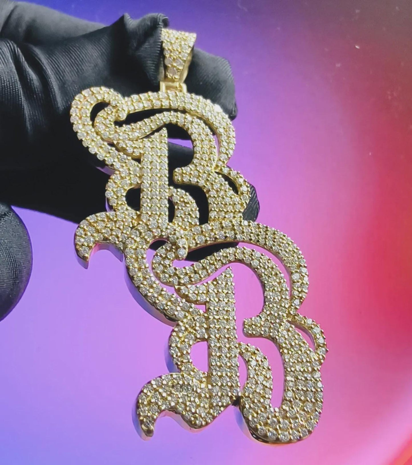 2Ct Custom Letter Round Cut Simulated Diamond Pendant 14K Yellow Gold Plated 925 Sterling Silver Custom Any Letter Pendant ,Hip Hop Pendant