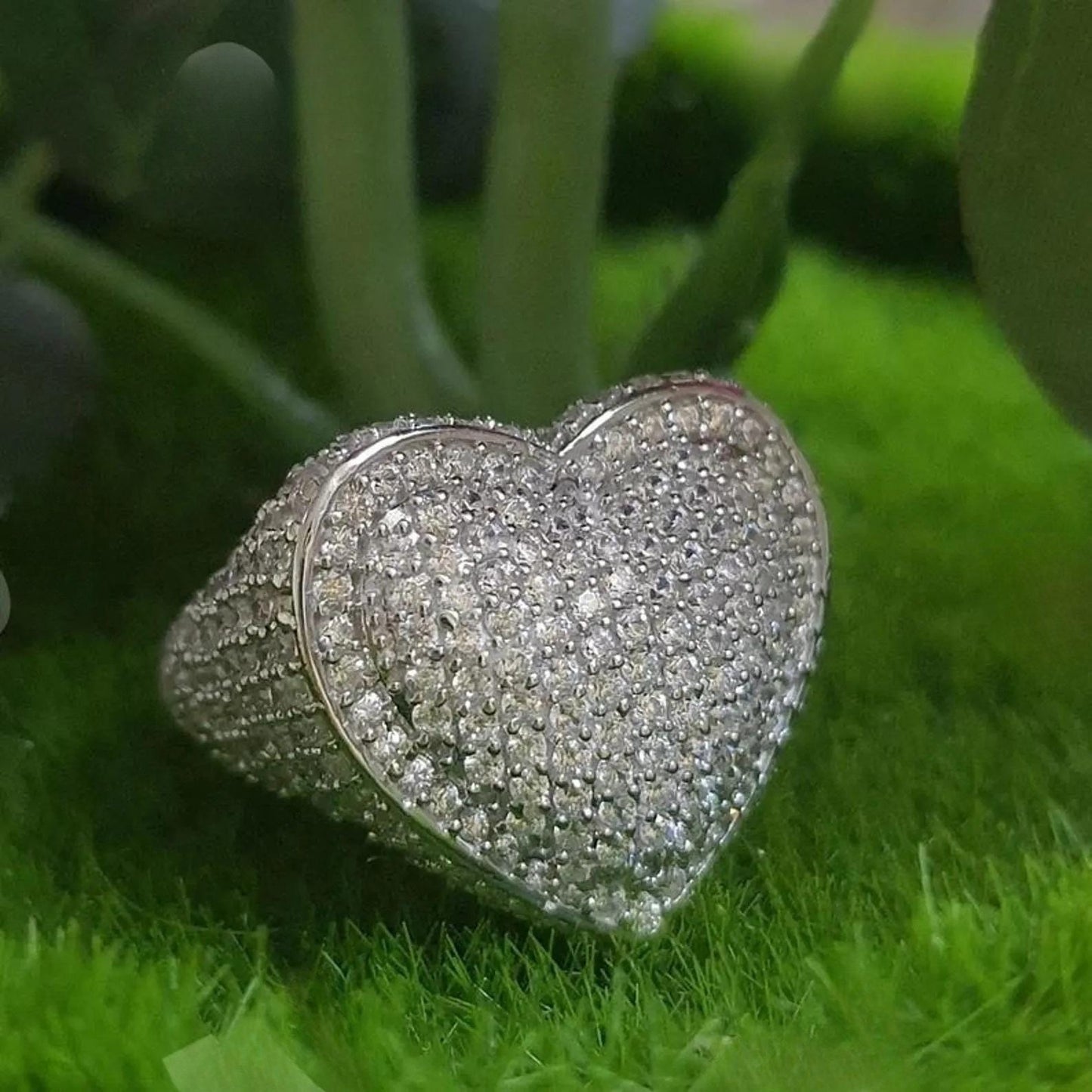 2Ct Round Cut Simulated Diamond Cluster Men's Wedding Engagement Ring 14K White Gold Plated- 925 Silver, Hip Hop Men’s Ring- Gift for him