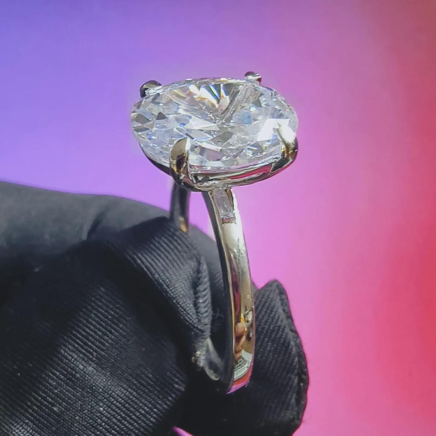 2Ct Diamond Oval Cut Wedding Solitaire Ring Simulated Diamond Ring 14K White Gold Finish 925 Sterling Silver Engagement Anniversary Ring