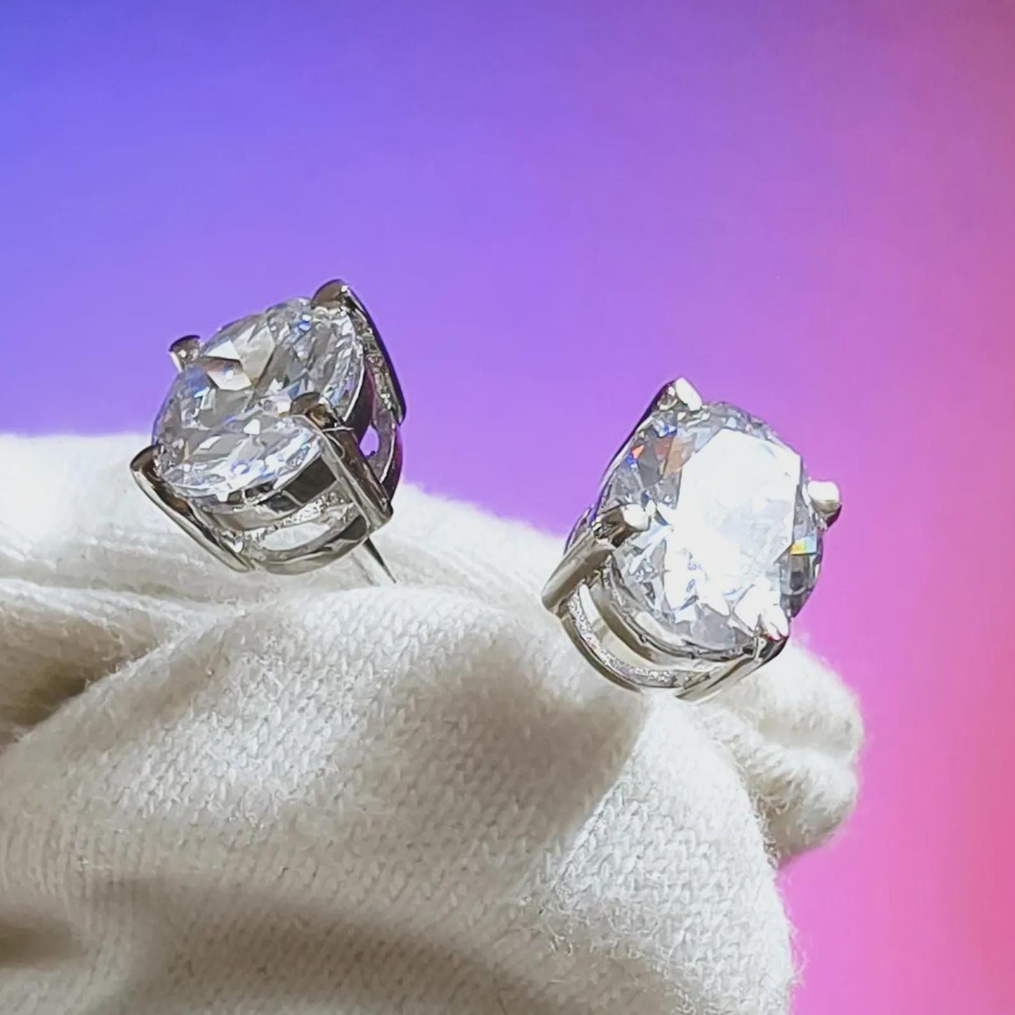 2Ct Diamond Stud Earrings 4Ct Oval Cut VVS1 Diamond Solitaire Stud Earrings 14K White Gold Finish 925 Silver Diamond Stud Earrings