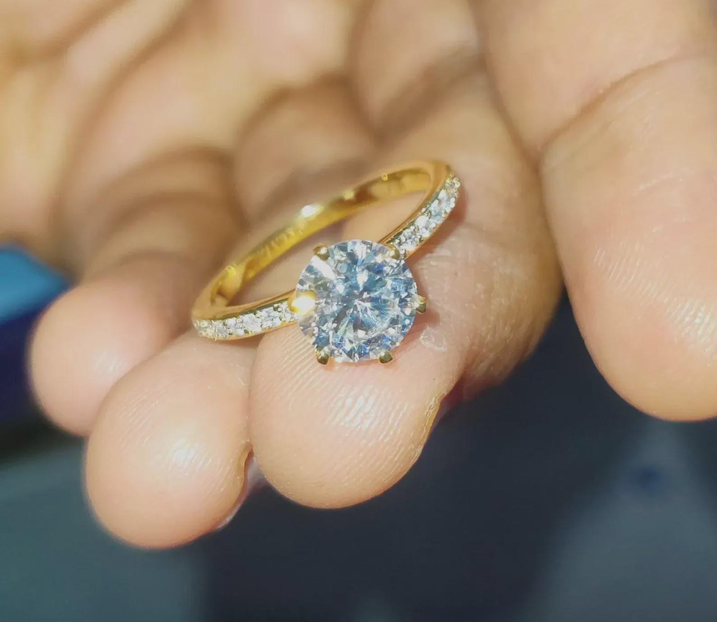 2Ct Diamond Round Cut Wedding Ring Simulated Diamond Solitaire Ring 14K Yellow Gold Finish Sterling 925 Silver Engagement Ring Birthday Gift