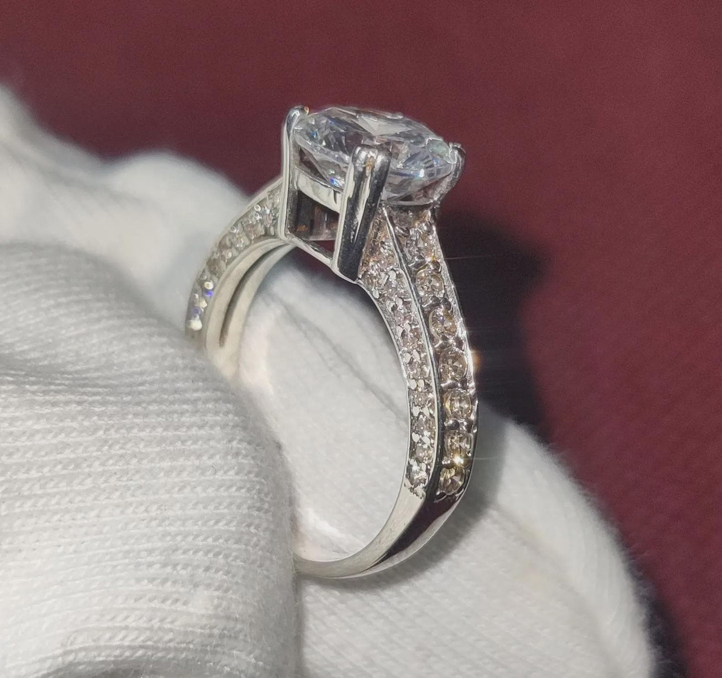 2Ct Diamond Round Cut Simulated Diamond Solitaire Prong Engagement Anniversary Ring Prong 14K White Gold Finish Gift 925 Sterling Silver