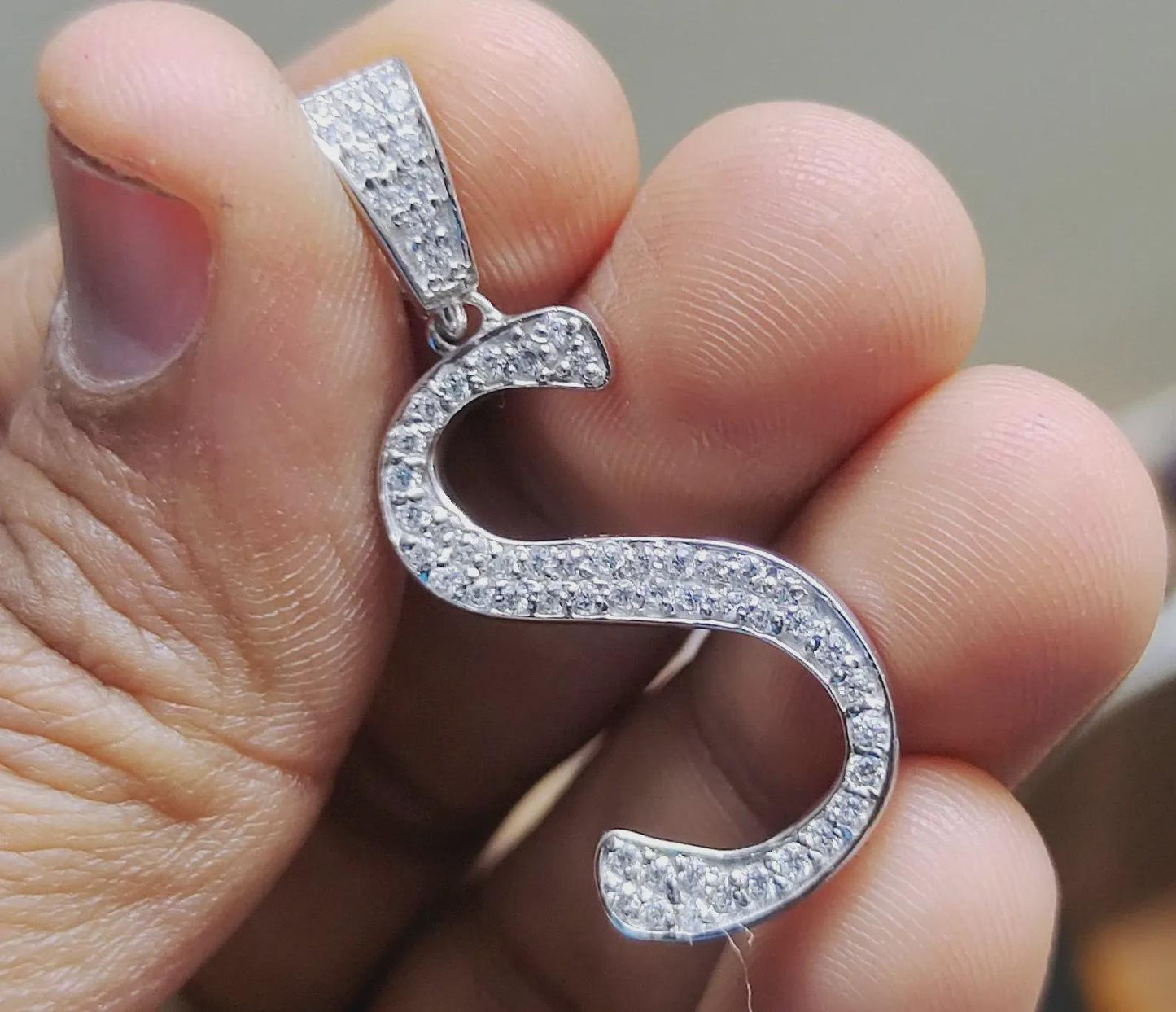 1Ct Diamond Lab-Created Pendant Necklace Customize Any Letter Round Cut 14K White Gold Plated 925 Sterling Silver Custom Name Pendant