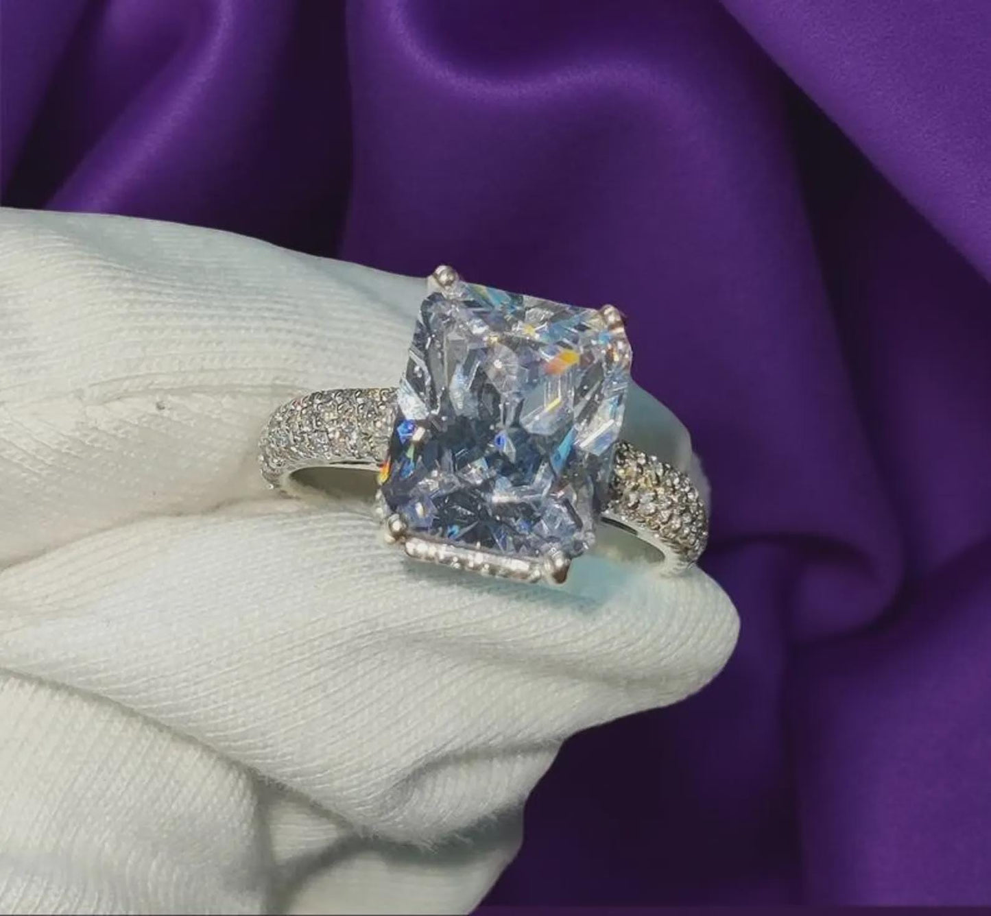 2.50Ct Emerald Cut Simulated Diamond Solitaire Engagement Anniversary Ring 14K White Gold Finish 925 Sterling Silver Wedding Gift For her