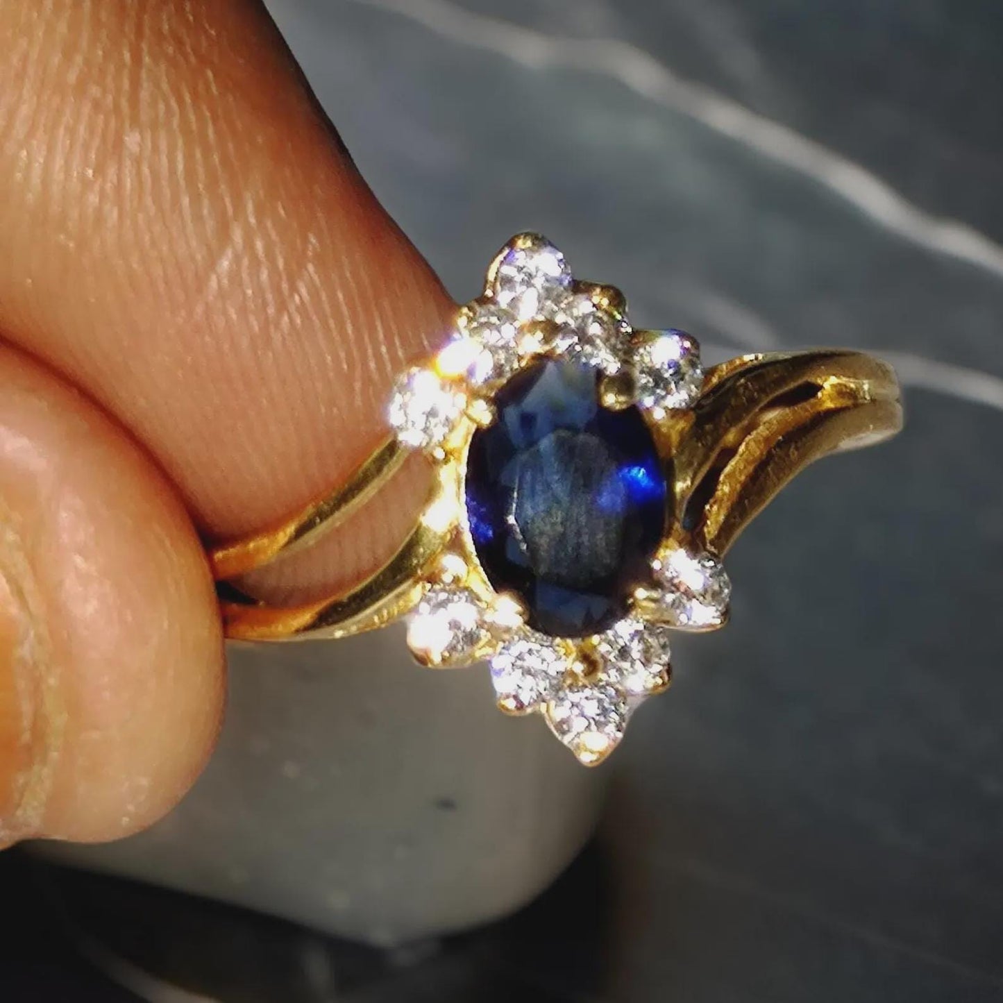 1Ct Oval Cut Blue Sapphire Diamond Solitaire 14K Yellow Gold Finish Engagement Wedding Anniversary Ring, Birthday Gift, Ring For Her