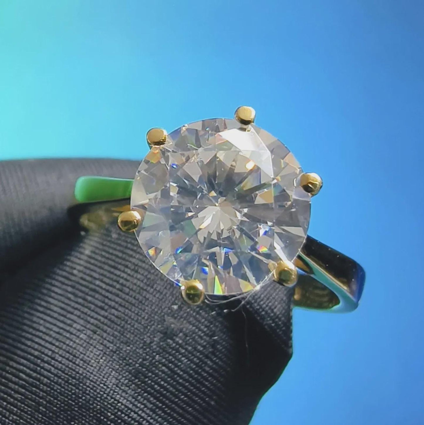 2Ct Round Cut Simulated White Diamond Wedding Women Engagement Anniversary Ring 14k Yellow Gold Plated- 925 Silver, Gift for Her