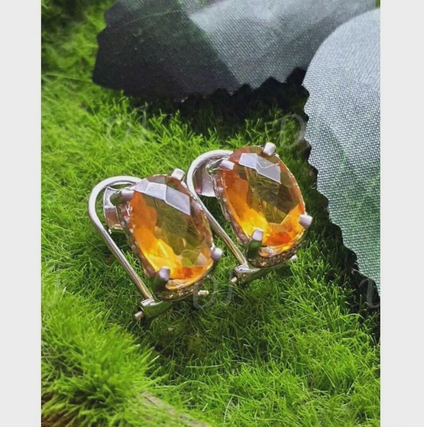 4Ct Oval Cut Drop Earrings Yellow Citrine Earring 14K White Gold Plated Women's Earrings 4 Prongs, Anniversary & Birthday Gift for Her