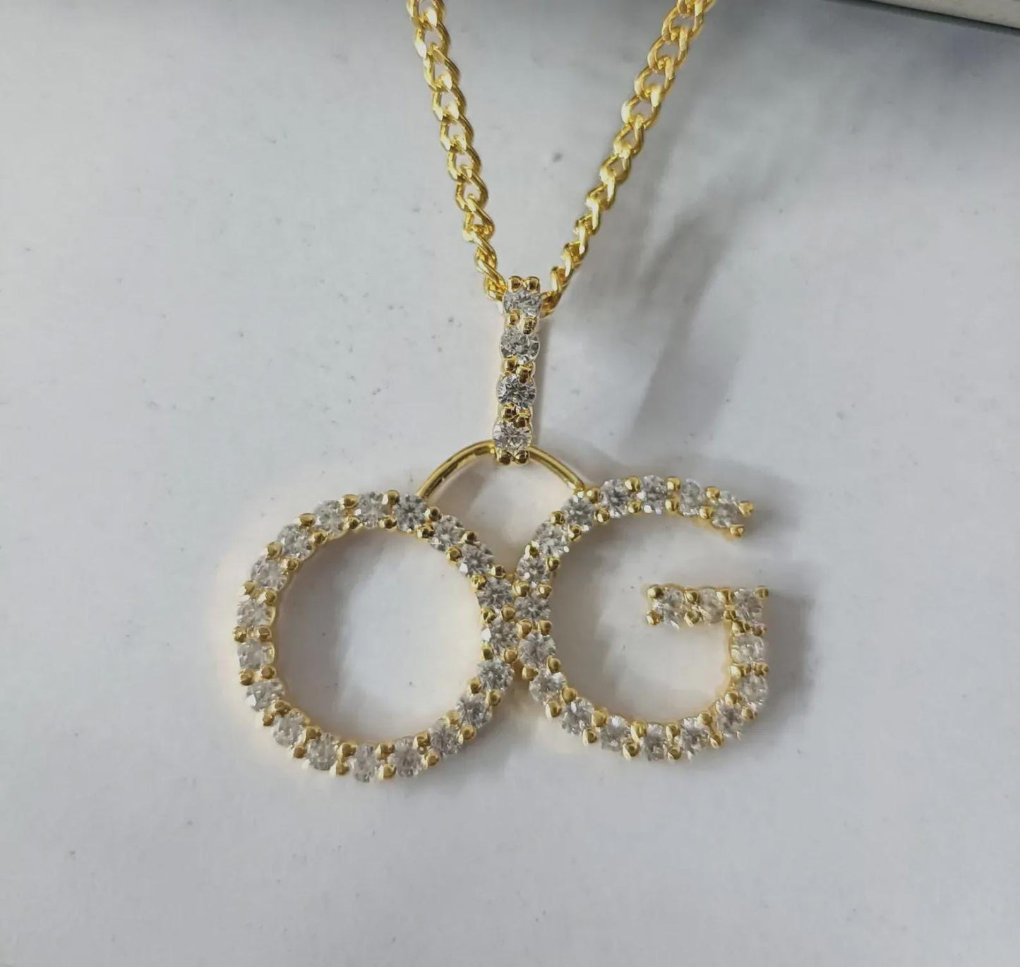 Round Cut Moissanite Custom Initial Letter Pendant 14K Yellow Gold Plated Free Chain 18" 925 Silver, Alphabet Letter Custom Pendant