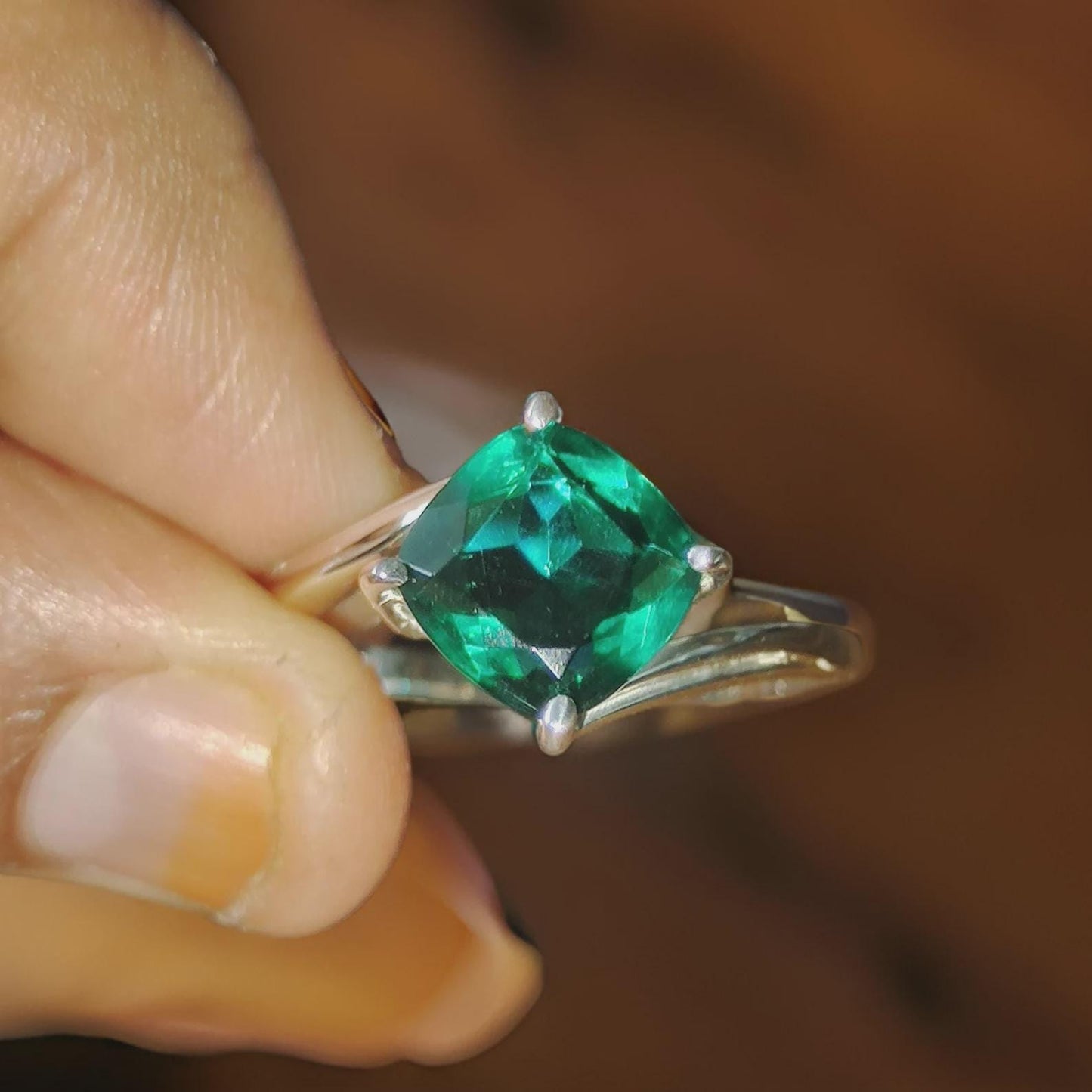 2.50Ct Cushion Cut Green Emerald VVS1 Diamond Solitaire Engagement Wedding Promise Ring 14K White Gold Finish Gift For Her ,Birthday Gift