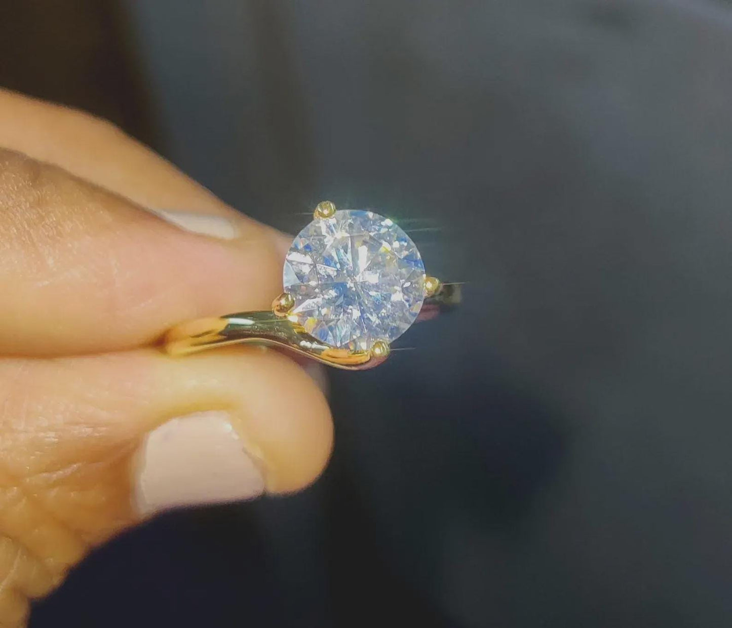 2Ct Diamond Solitaire Ring Round Cut Simulated Diamond Anniversary Ring 14K Yellow Gold Finish Sterling Silver Engagement Ring Birthday Gift