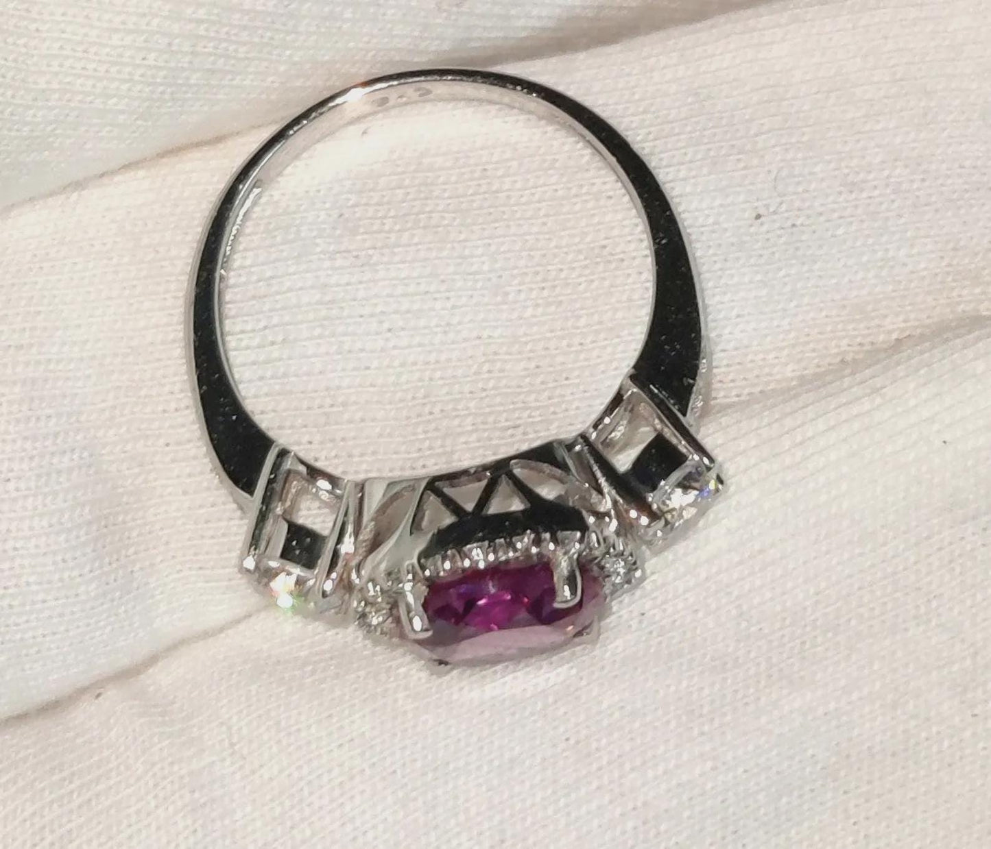 2Ct Amethyst Round Cut Simulated Diamond Halo Engagement Ring 14K White Gold Finish 925 Sterling Silver, Wedding Band, Gift For her