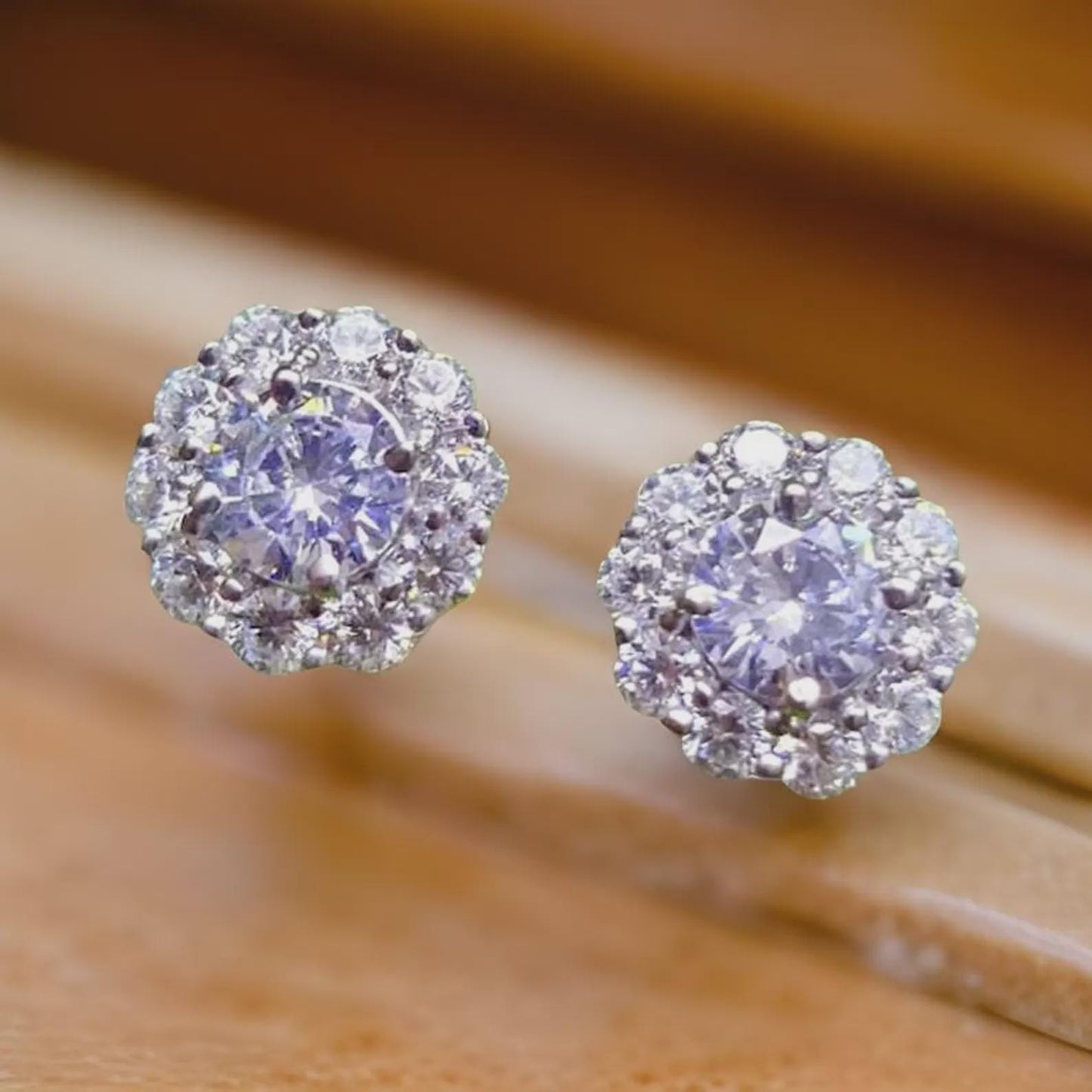 2Ct Round Cut Simulated Diamond Cluster Flower Cluster Stud Earrings 14k White Gold Plated, Cluster Earrings, Flower Earring, Gift for Party