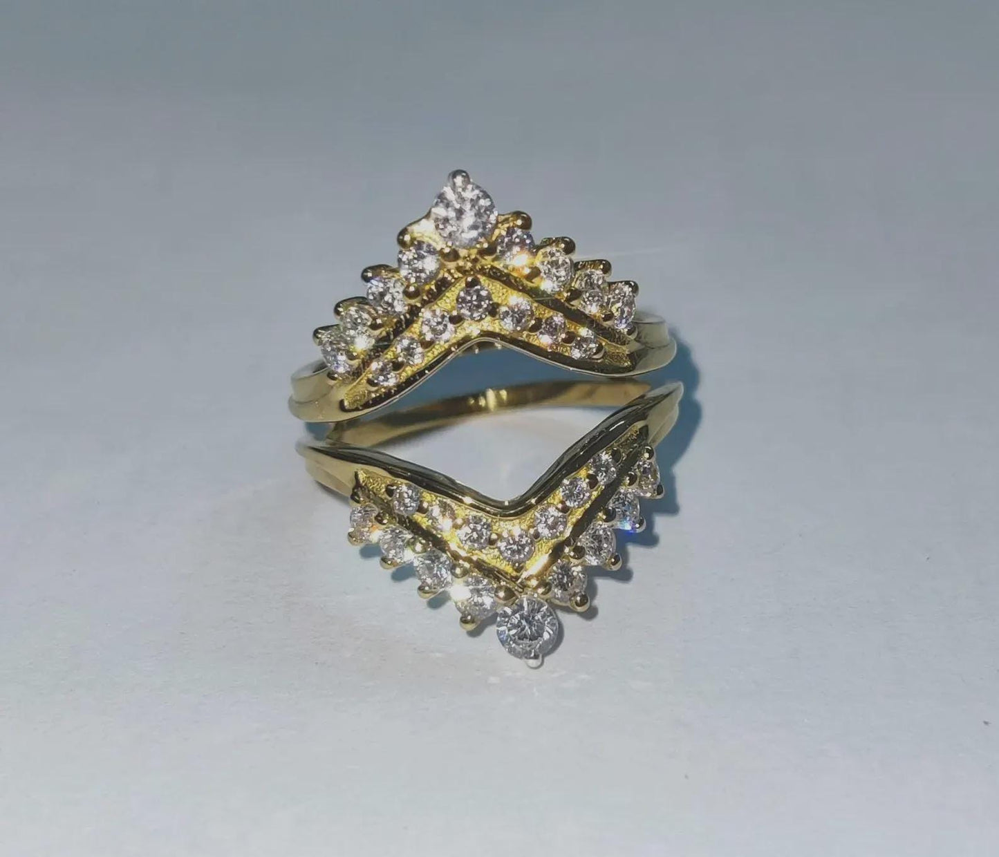 2Ct Round Cut Simulated Diamond Enhancer Guard Ring Engagement Ring 14K Yellow Gold Finish Sterling Silver Anniversary Ring Gift For Party