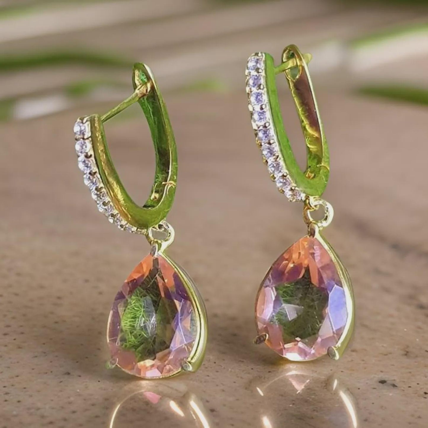 2Ct Drop & Dangle Earrings Pear Cut Morganite Diamond 14K Yellow Gold Plated Silver Earrings, Peach Earrings, Anniversary Gift for Her