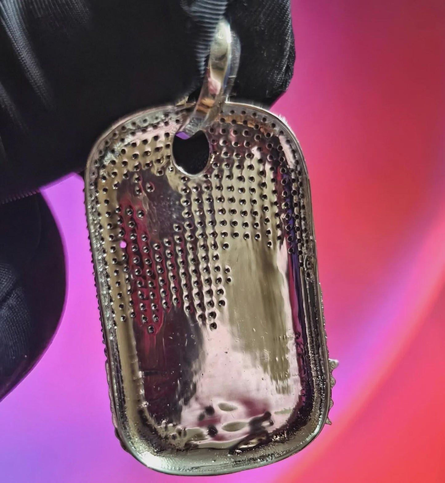 2Ct Diamond Dog Tag Pendant Round Simulated Black Diamond Pendant 14K White Gold Plated Unisex Pendant 925 Sterling Silver, Hip Hop Pendant