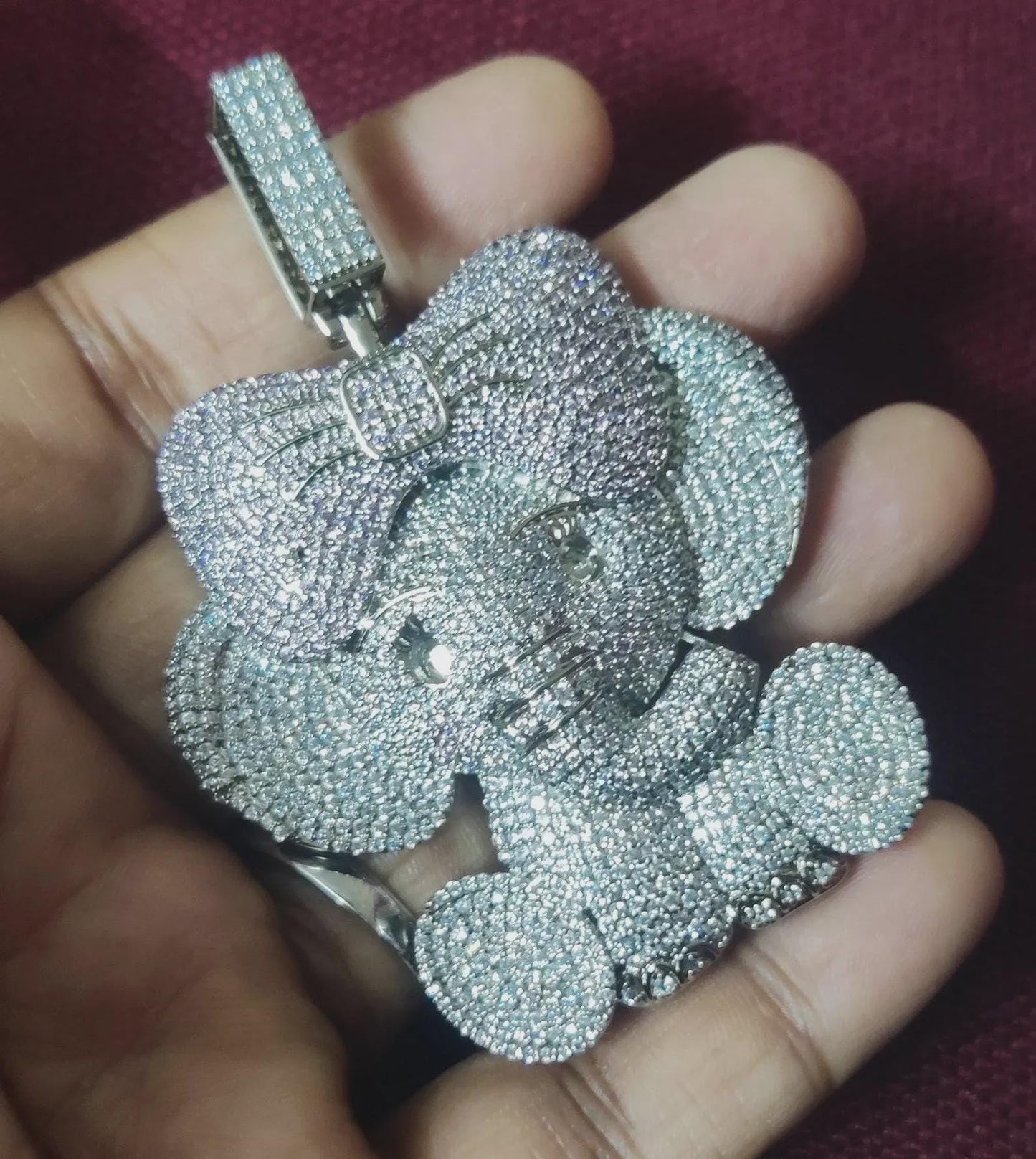 3Ct Diamond Round Cut Simulated Diamond Pendant, Cartoon Pendant 14K White Gold Finish 925 Sterling Silver Birthday and Party Pendant Gift