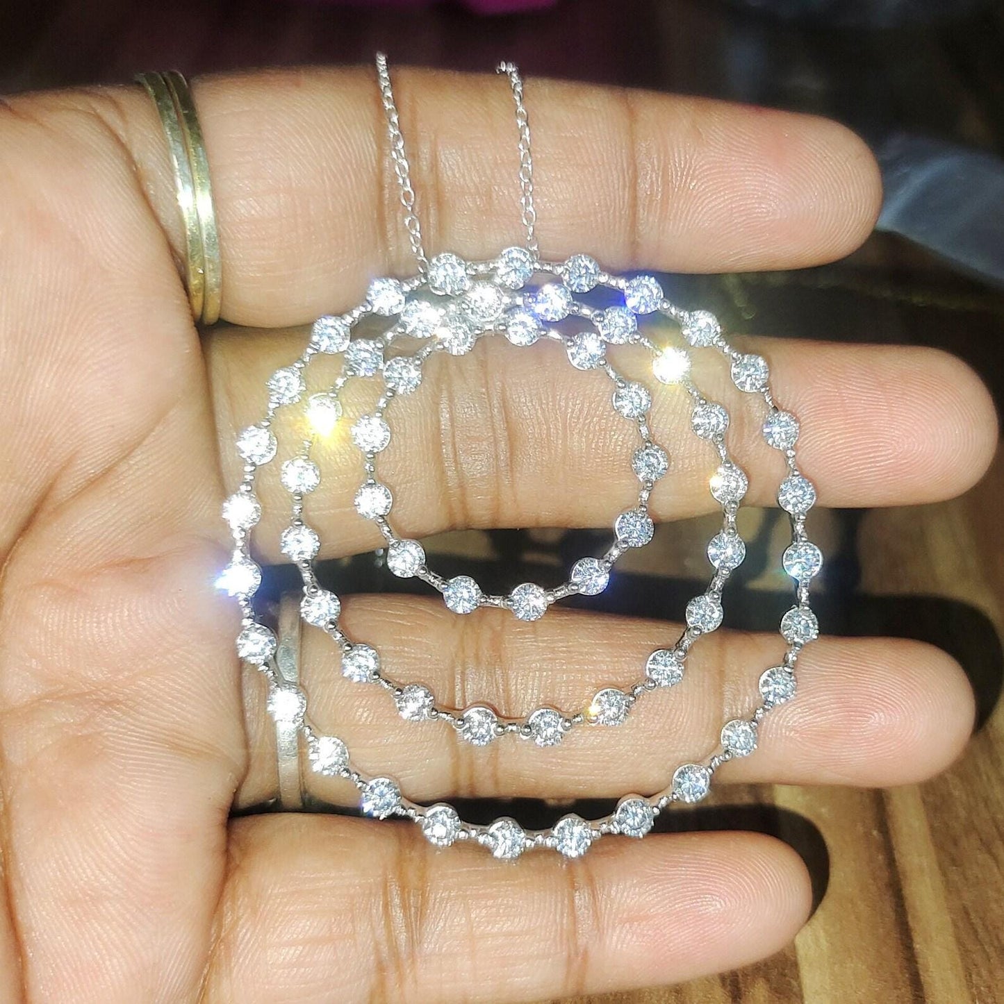 1.50Ct Round Cut Lab-Created Diamond Layer Circle Pendant 14K White Gold Plated Hip Hop Pendant Circle Pendant Unisex Diamond Pendant