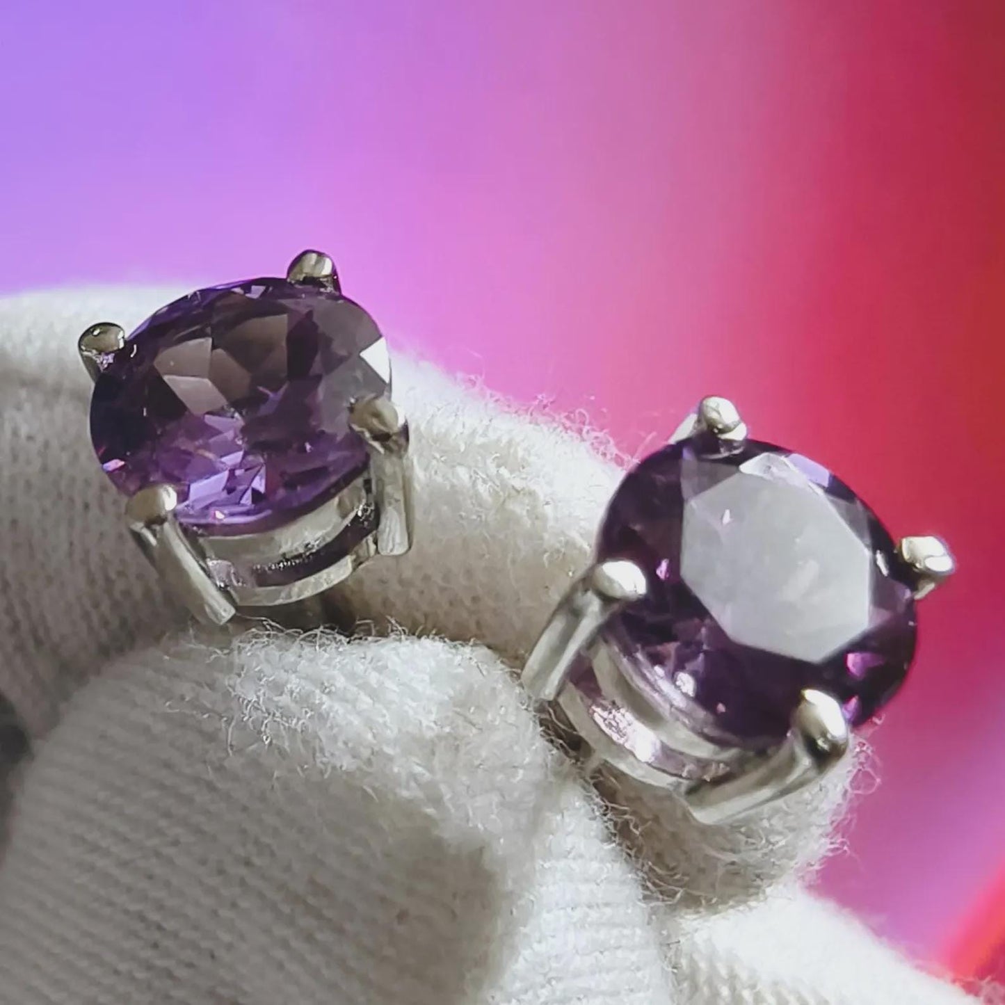 2Ct Round Cut Simulated Alexandrite 14K White Gold Finish Halo Stud Earrings 925 Sterling Silver For Birthday gift and Daily wear