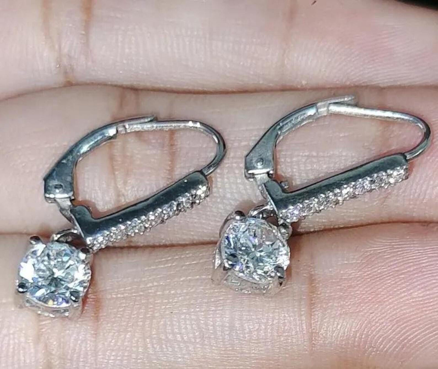 2Ct Round Cut Simulated Diamond Drop Dangle Women's Earrings 14K White Gold Plated 925 Sterling Silver, Gift For Birthday Wear