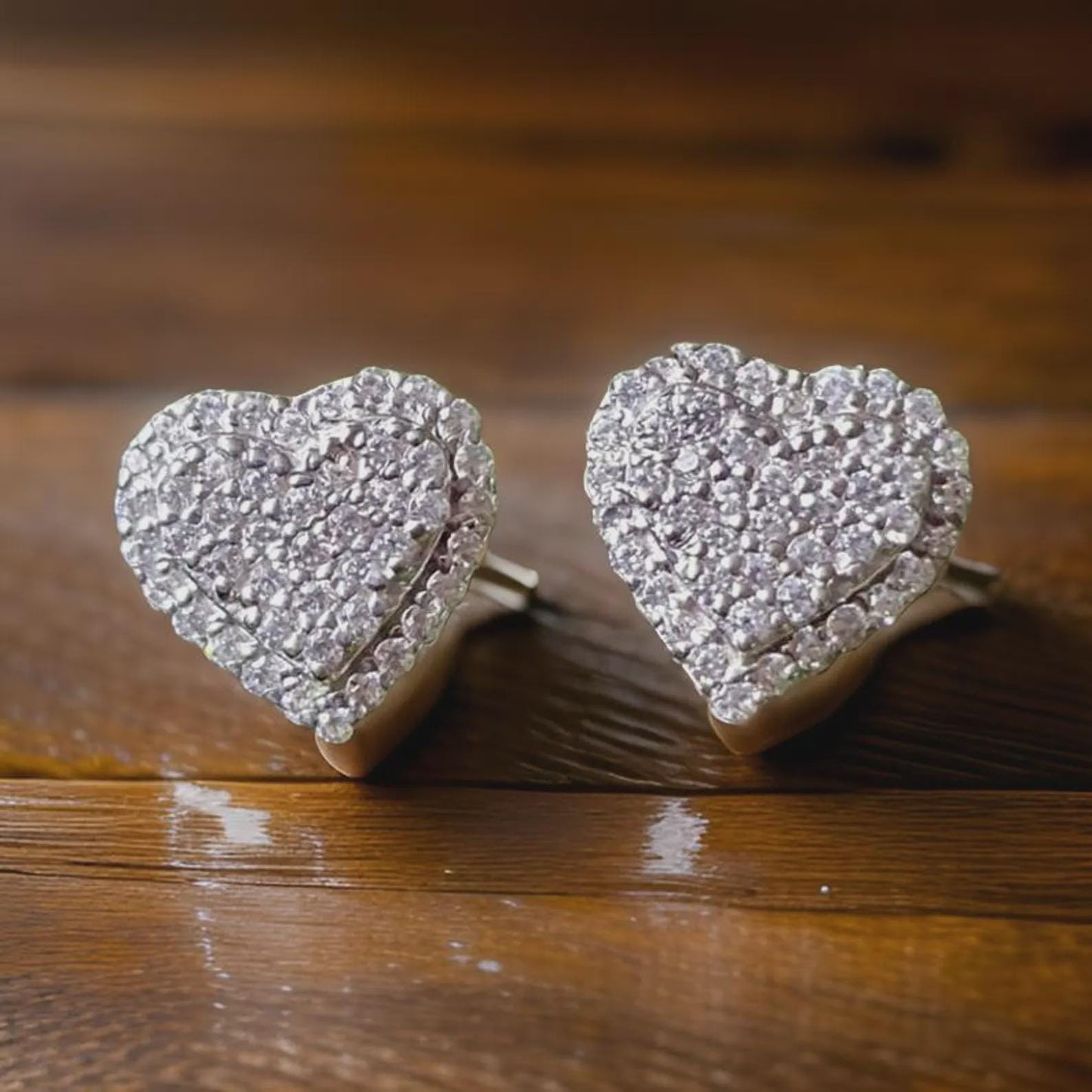 2Ct Heart Shape Stud Earrings Round Simulated Diamond Earrings 14k White Gold Plated, Cluster Earrings, Push Back Earring Gift for Party