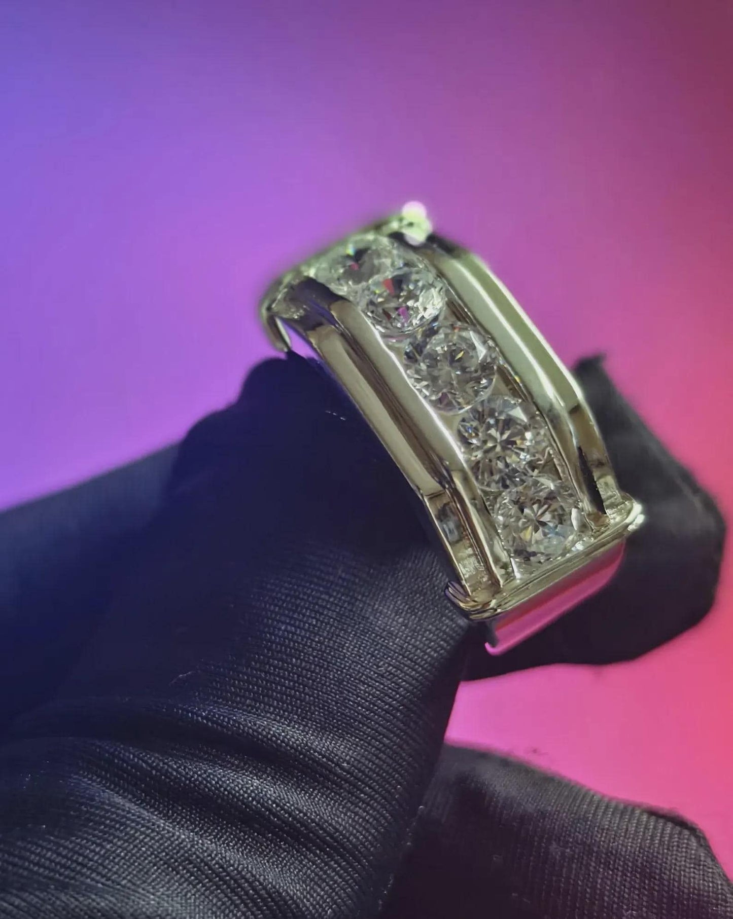 2Ct Moissanite Anniversary Band Ring Round Cut 14K White Gold Plated 925 Silver, Engagement Band Ring, For Wedding Ring