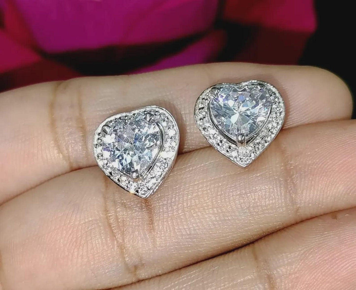 2Ct Heart Cut Solitaire Prong Stud Earrings Simulated Diamond Earrings 14K White Gold Finish 925 Silver Stud Earring, Gift For Anniversary