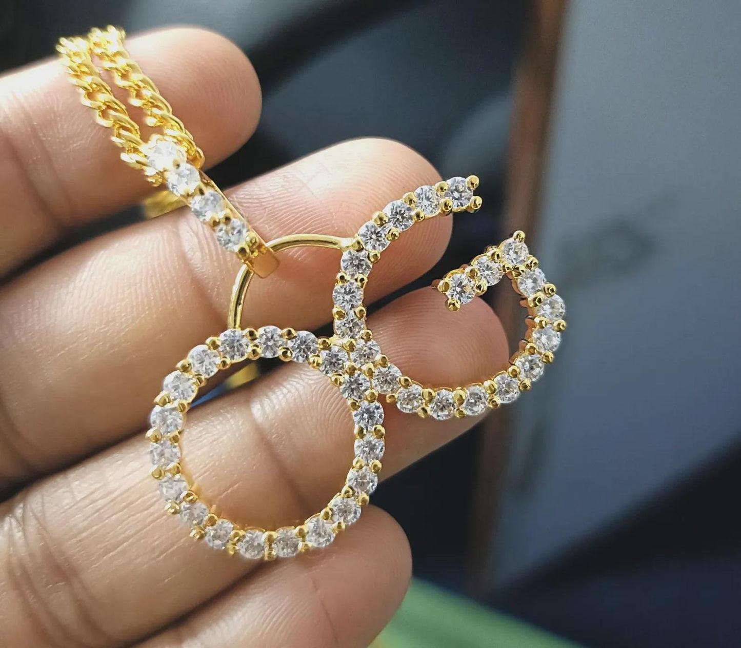 Round Cut Moissanite Custom Initial Letter Pendant 14K Yellow Gold Plated Free Chain 18" 925 Silver, Alphabet Letter Custom Pendant