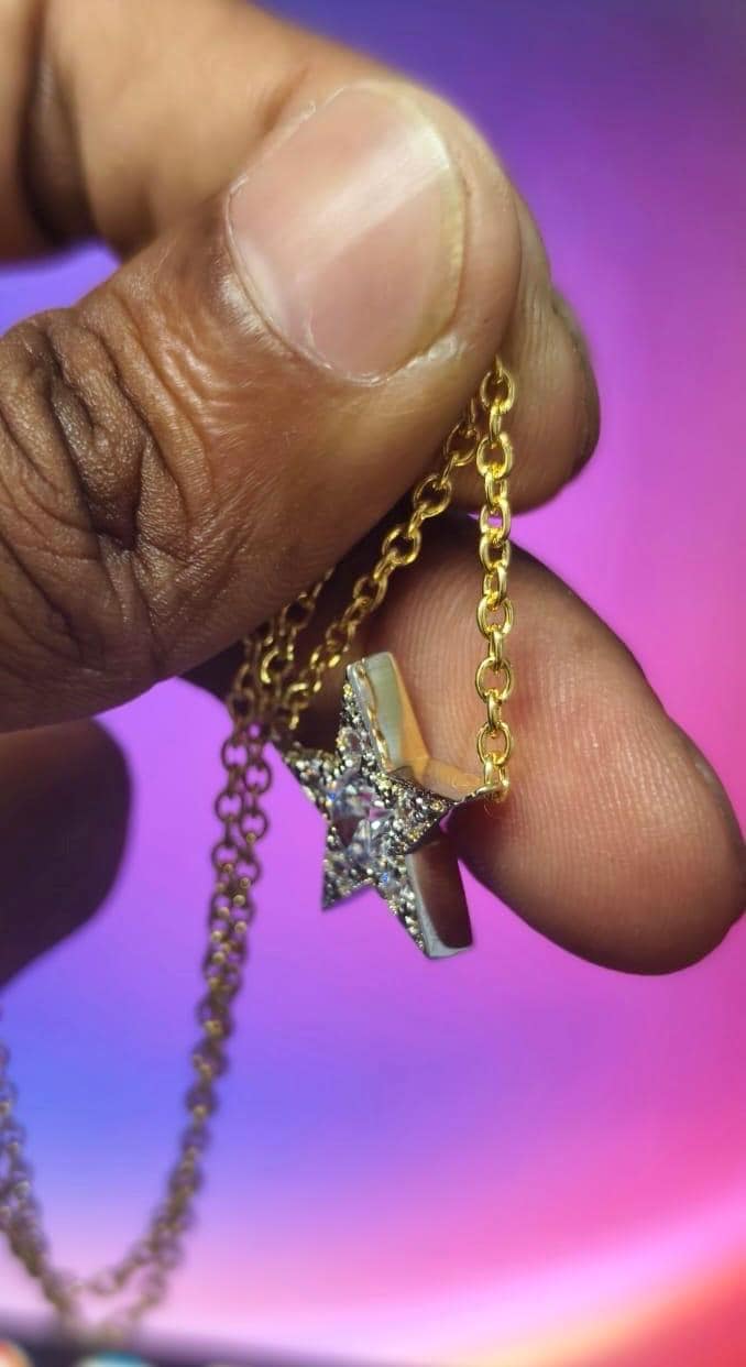 1.50Ct Round Cut Simulated Diamond Star Pendant 14k Two-Tone Gold Plated- 925 Silver