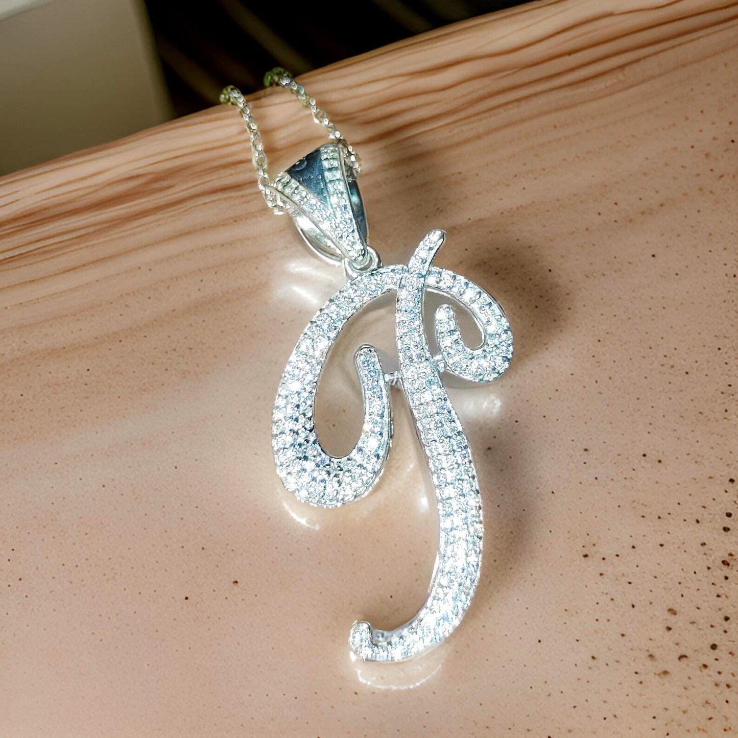 2Ct Round Cut Custom Letter Alphabet Pendant Lab-Created Diamond P Letter Initial Alphabet Pendant 14K White Gold Plated Hip Hop Pendant