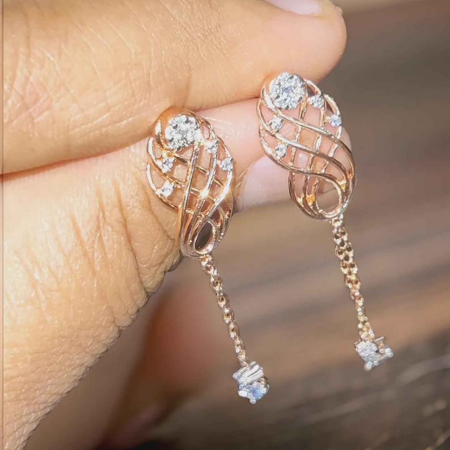 1.50Ct Round Cut Simulated Diamond Drop Dangle Women's Earrings 14K Rose Gold Plated 925 Sterling Silver, Gift For Birthday Wear