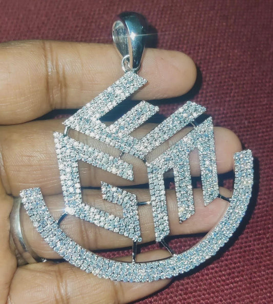 2Ct Diamond Custom Any Letter Round Cut Simulated Diamond Pendant,14K White Gold Plated 925 Sterling Silver For Birthday Gift & Party Wear