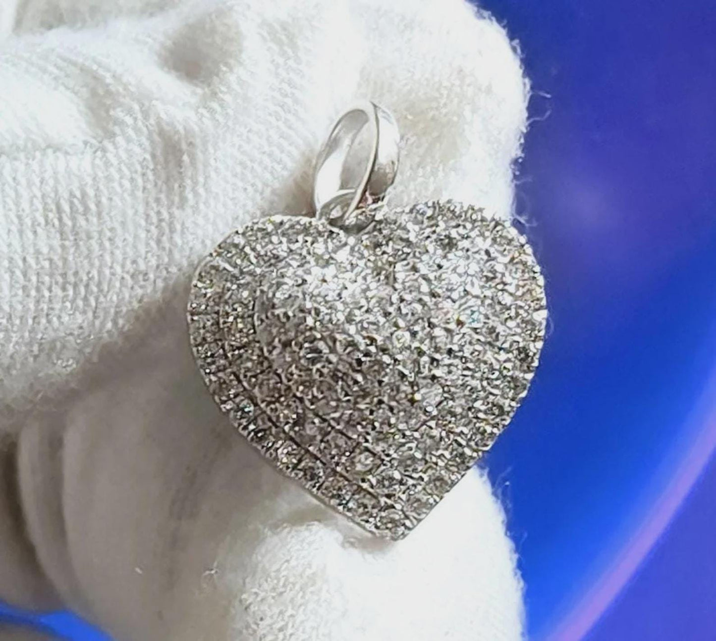 Round Cut Simulated White Diamond Women's Heart Shape Pendant 14K White Gold Plated Pendant Wedding Anniversary Valentines Gift For Her