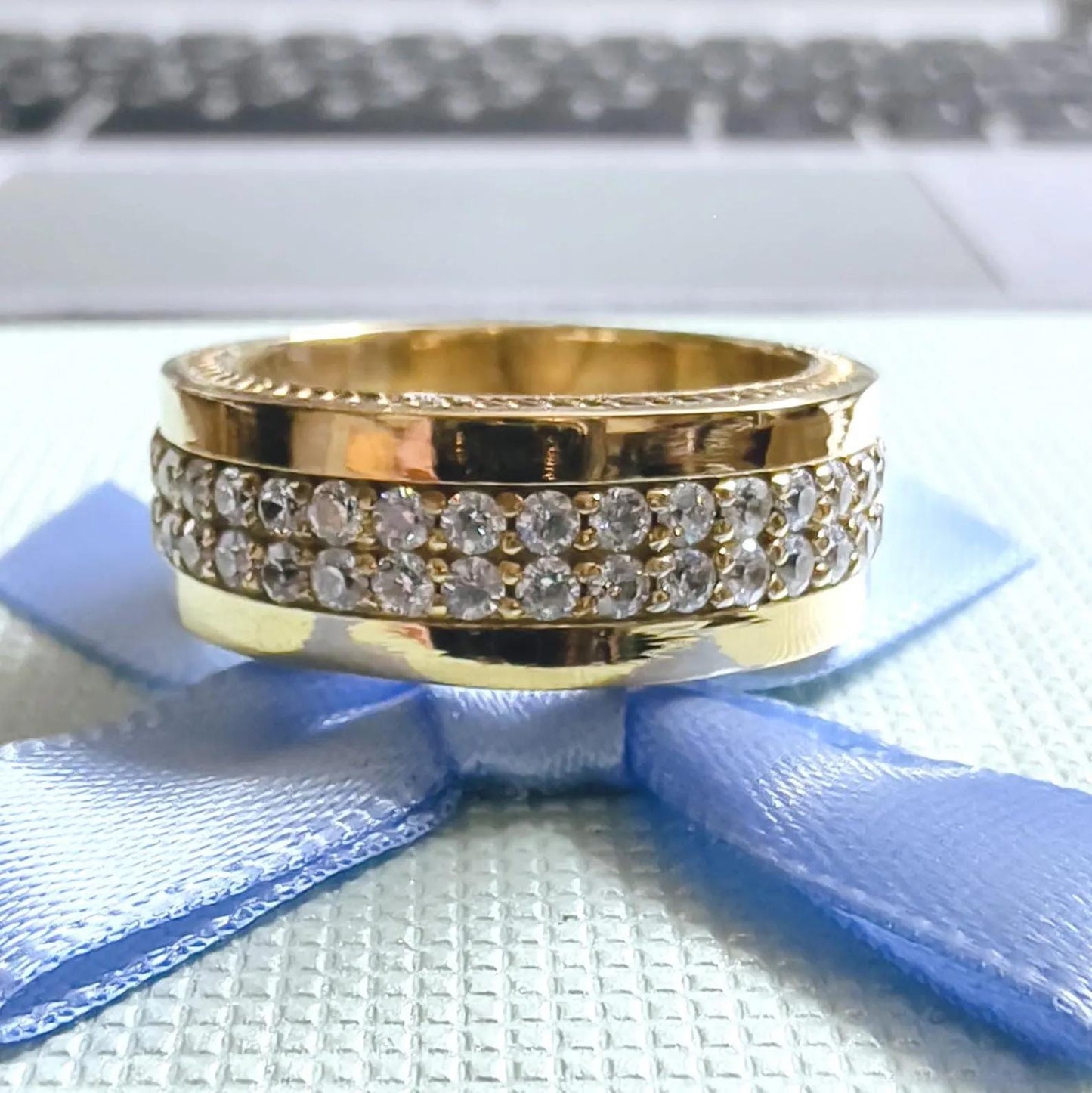 2Ct Round Cut Diamond Full Eternity Band Engagement Ring Prong 14K Yellow Gold Finish 925 Sterling Silver Gift For Wedding Birthday Gift 925