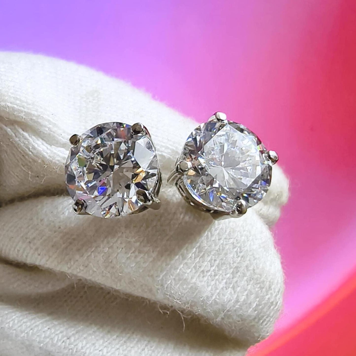 2Ct Round Cut VVS1 Diamond 14K White Gold Finish Halo Stud Earrings 925 Sterling Silver For Birthday gift and Daily wear