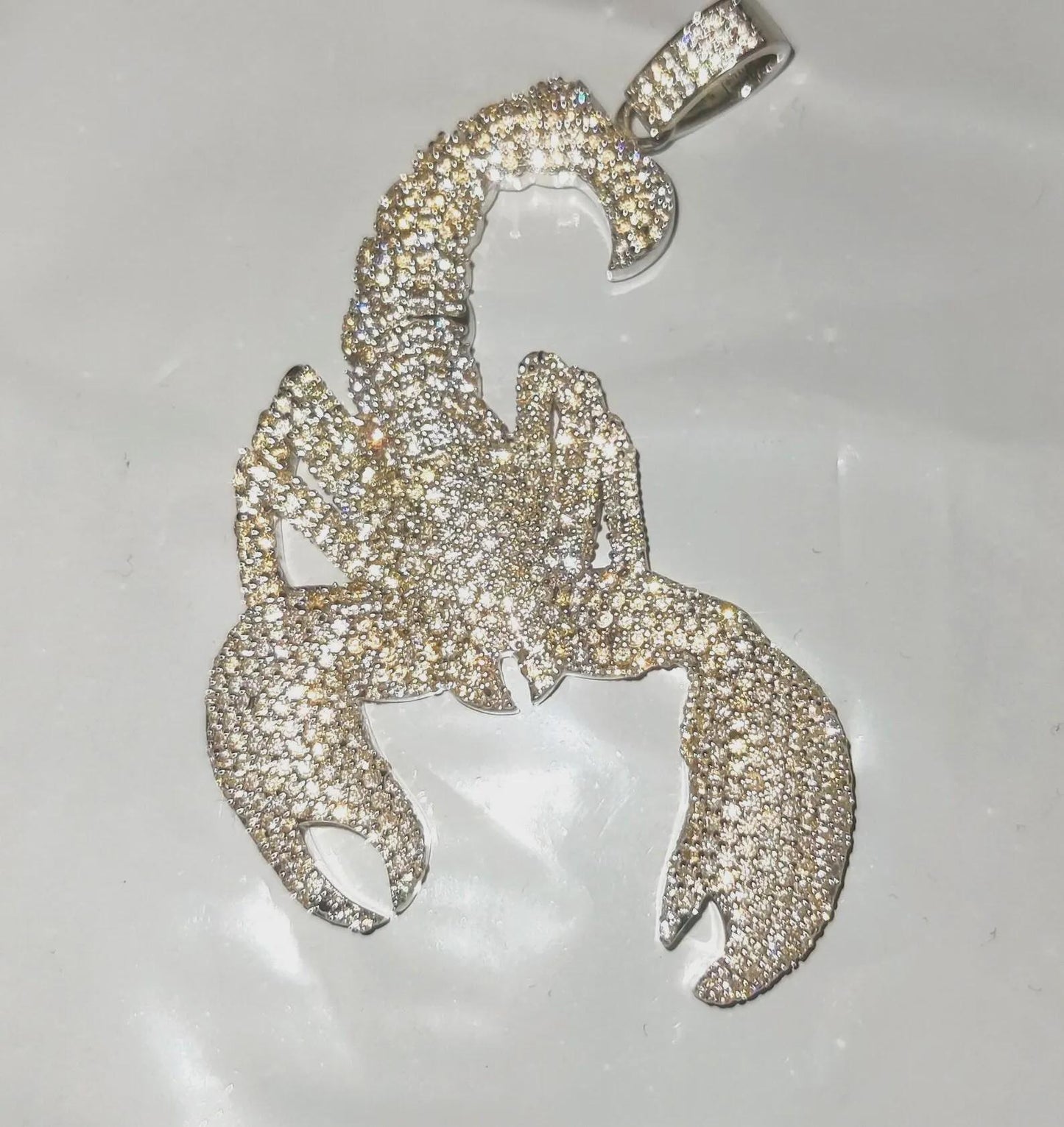 2Ct Scorpion Diamond Pendant Round Cut Simulated Diamond Pendant 925 Sterling Silver Pendant 14K White Gold Plated For Birthday, Party Wear