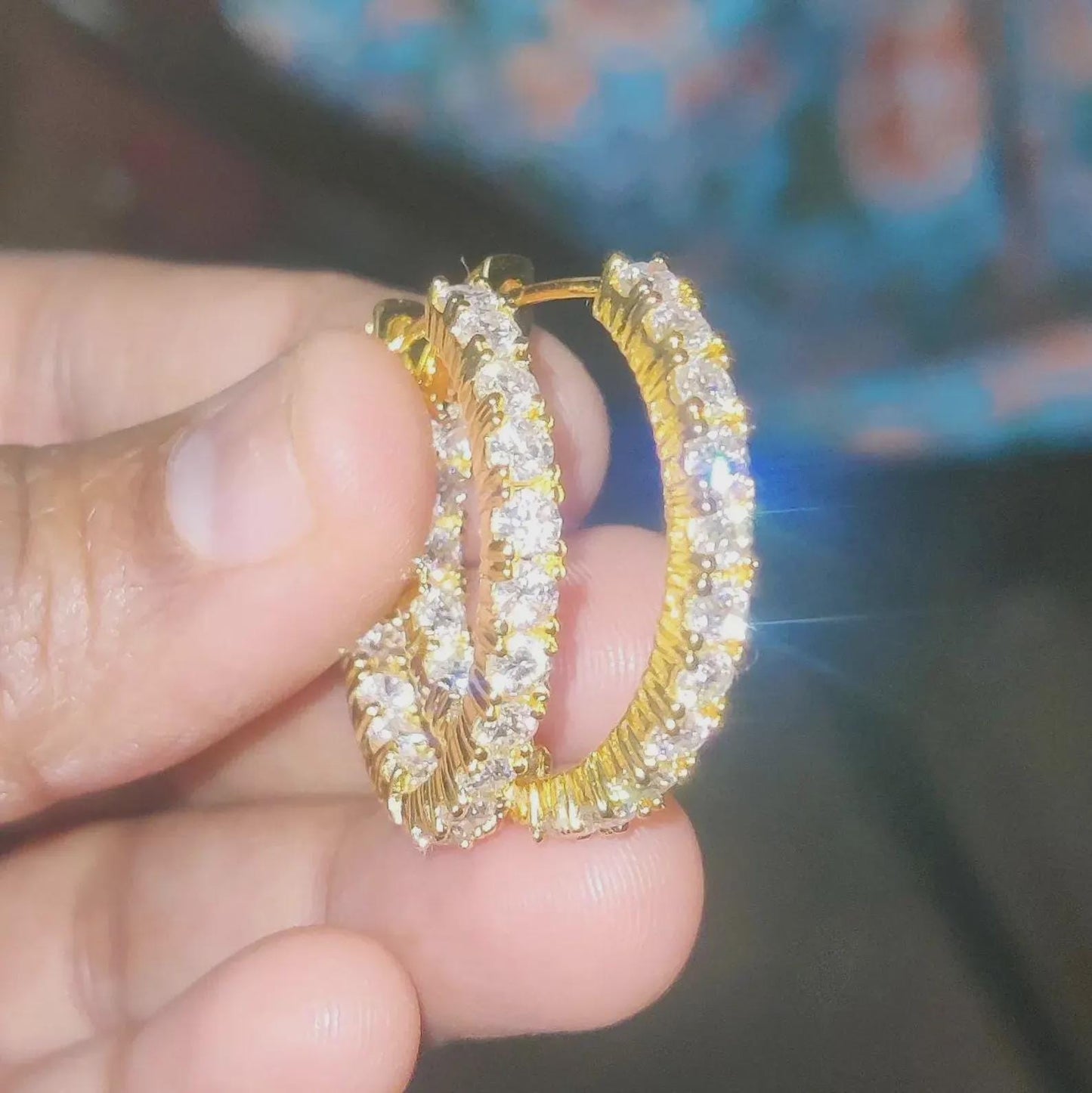 2Ct Round Hoop Earrings Lab Created Diamond Women's Huggie Hoop Earrings 14K Yellow Gold Finish 925 Silver Hoop Earrings