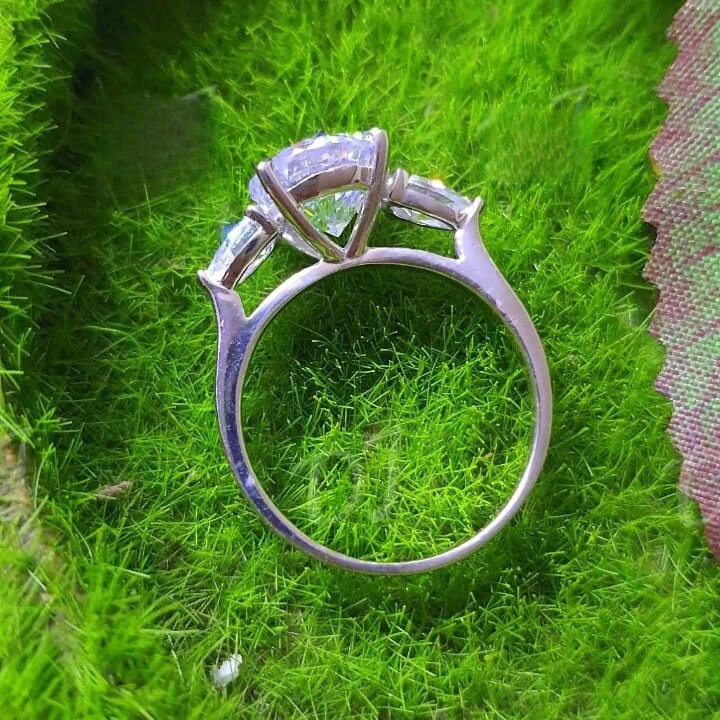 2Ct Round Cut Simulated White Diamond Three Stone Wedding Engagement Anniversary Ring 14k White Gold Plated- 925 Silver, Gift for Her